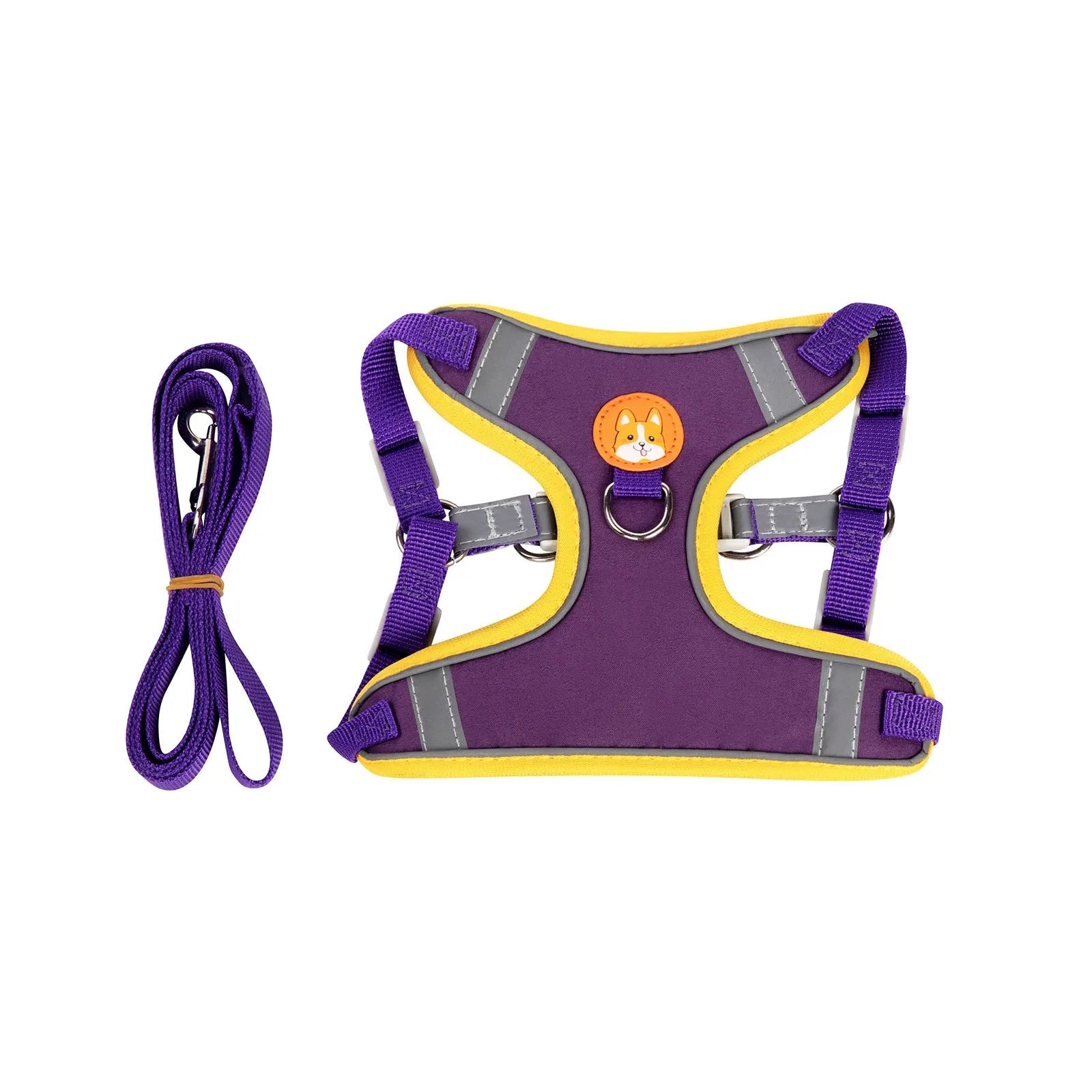 Adjustable dog harness with haulage rope and vest in multiple colour options.