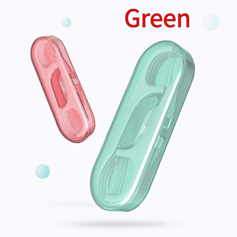 Plastic packaged dental floss disposable pack showing multiple packaging options