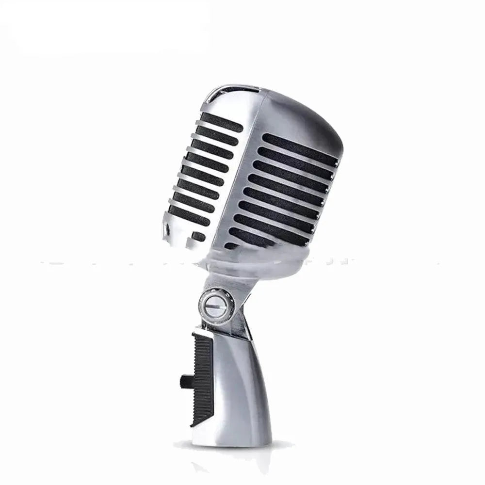 Silver classical retro all-metal dynamic stage microphone