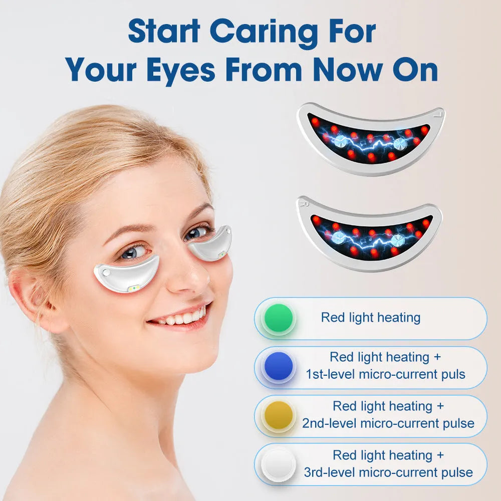 White wireless red light and EMS eye and face massager beauty device