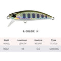Japanese 48mm hard plastic fishing lure for snakehead and mandarin fish in multiple colour options