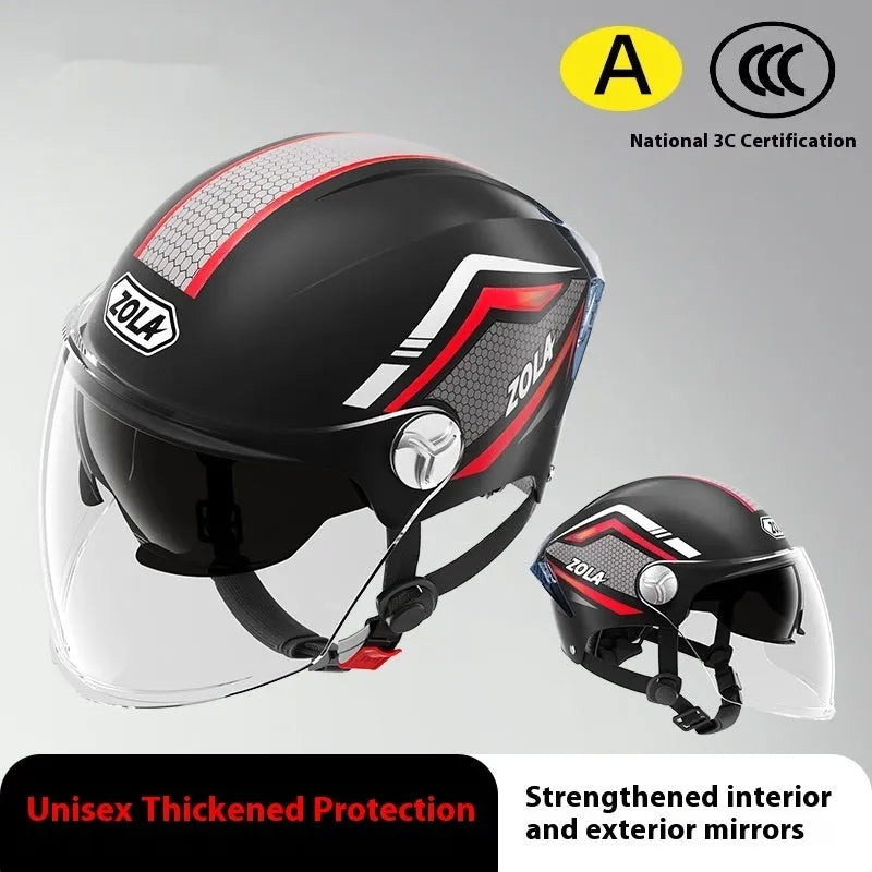 3C-certified ABS plastic motorcycle half helmet shown in a light brown double mirror colour.
