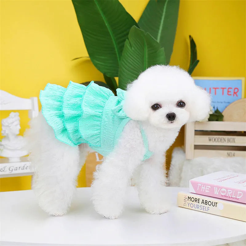 Candy layered skirt princess dress for small dogs in polyester fabric