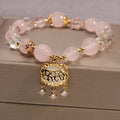 Yellow khaki agate crystal bracelet with gold silk thread for women