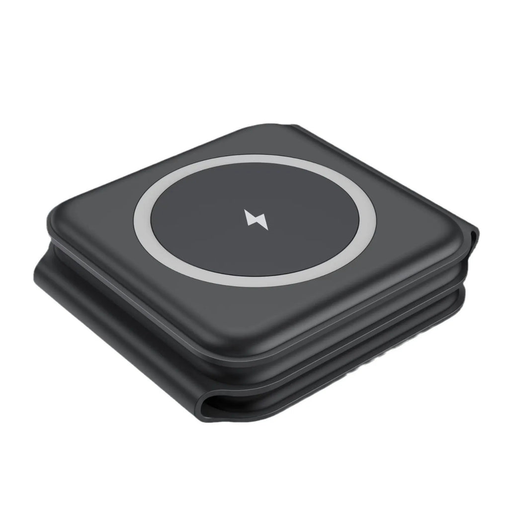 3 In 1 Magnetic Wireless Charging Folding Mobile Phone Holder Black White ABS Silicone USB-C Input 9V 2A 9V 3A Output 15W 10W 7.5W 5W 2.5W Foldable Design for Multiple Devices