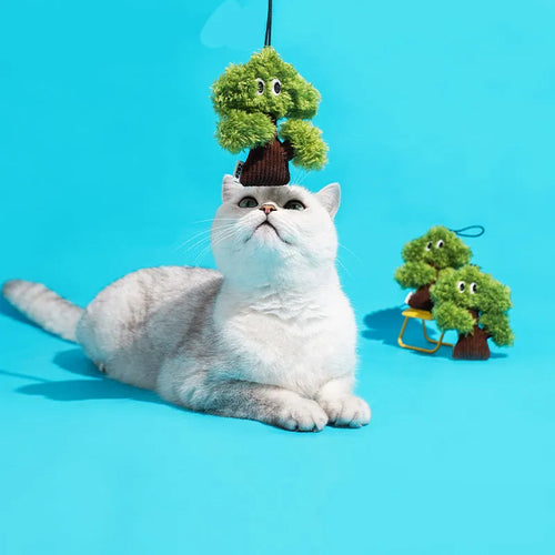 ABS plastic cat tease stick toy with mint, shown in small, medium, and large sizes.