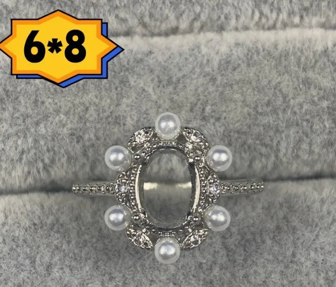 Oval denier ring with 6*8 mm stone in electroplated copper featuring Korean style five-pointed star design