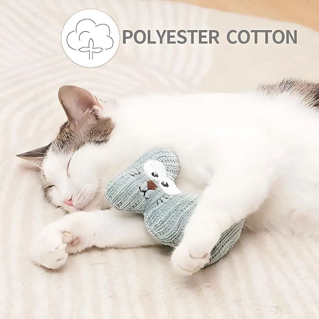 Cyan catnip plush toy with bell inside measuring 12cm by 11cm for feline play