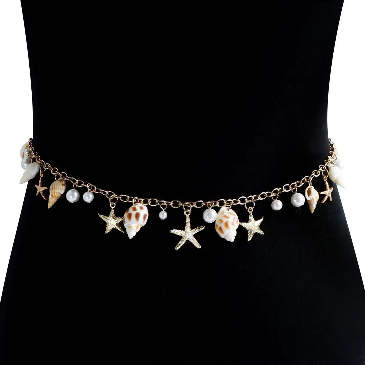 Women's star-shaped waist chain and matching bracelet set for summer beach outfits