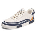 Men's canvas casual shoes with mesh panels in beige, white and green colour combination