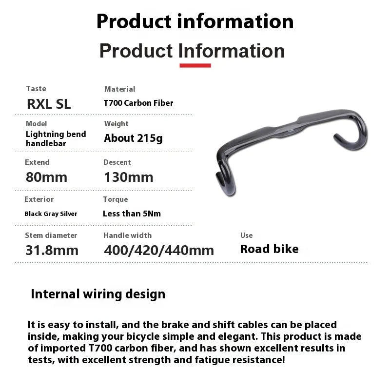 Carbon fibre road bicycle drop handlebar in black grey silver UD finish