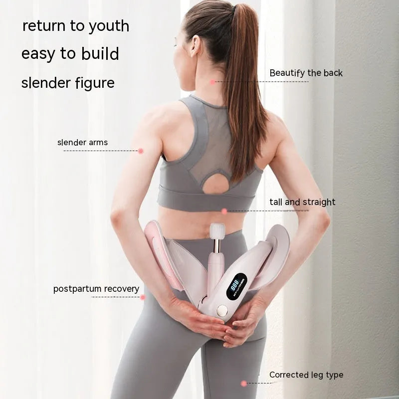Gray pelvic floor muscle trainer with counting device and ABS spring foam construction