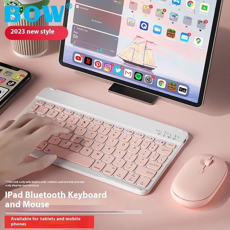 Pink and white Bluetooth wireless keyboard for girls with optional matching mouse