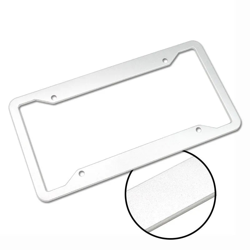 Aluminium alloy license plate frame in black, grey, silver, and steel finishes