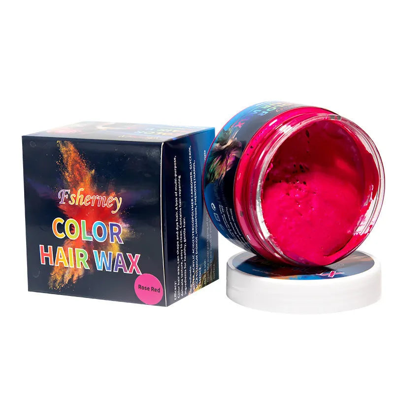120g hair styling clay pot in one of nine colours: white, orange, red, yellow, blue, green, purple, rose, or granny grey