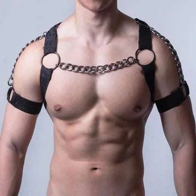 Adjustable elastic belly band corset in black with metal chain YLM-123 specification