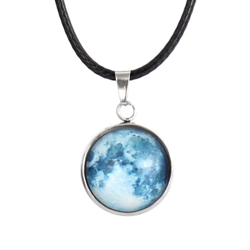 Christmas constellation glass pendant necklace with luminous alloy chain in one of ten colour options