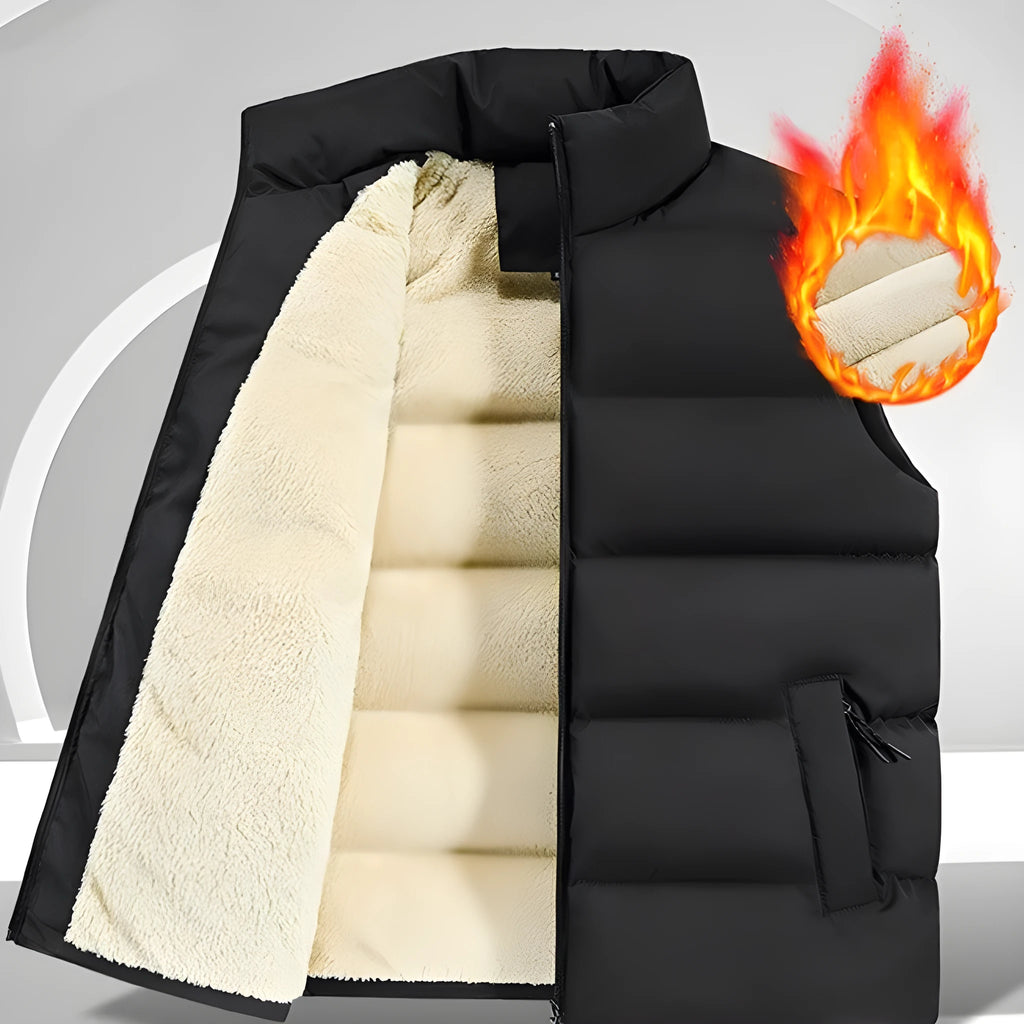 Men's striped lambswool vest in black, dark blue, or red colour options
