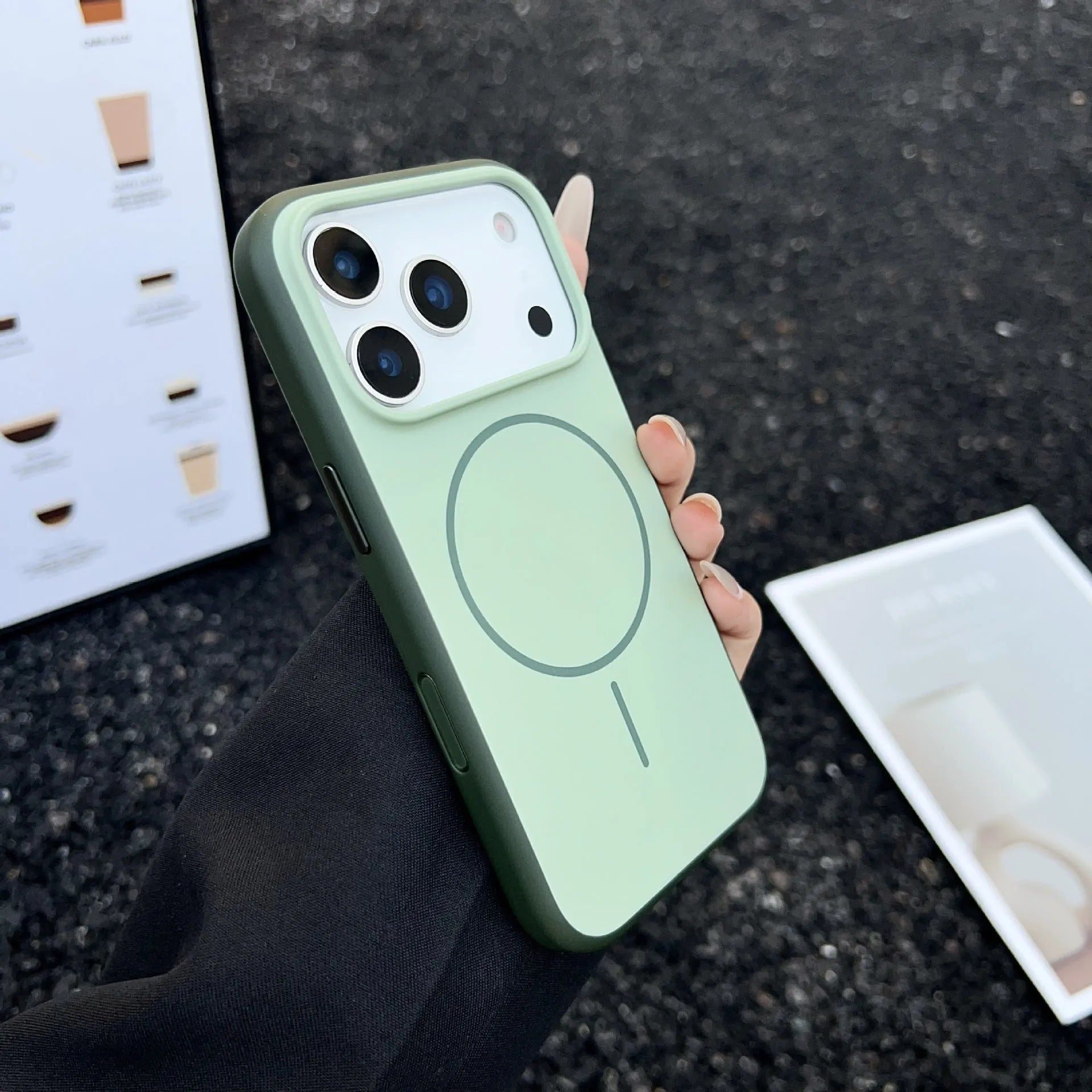 Magnetic iPhone case with AI photography button in multiple colour options
