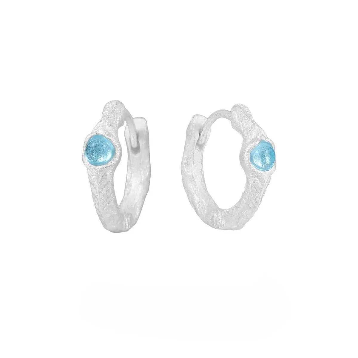 925 silver geometric circular ear clips with burnt silver electroplated finish for women