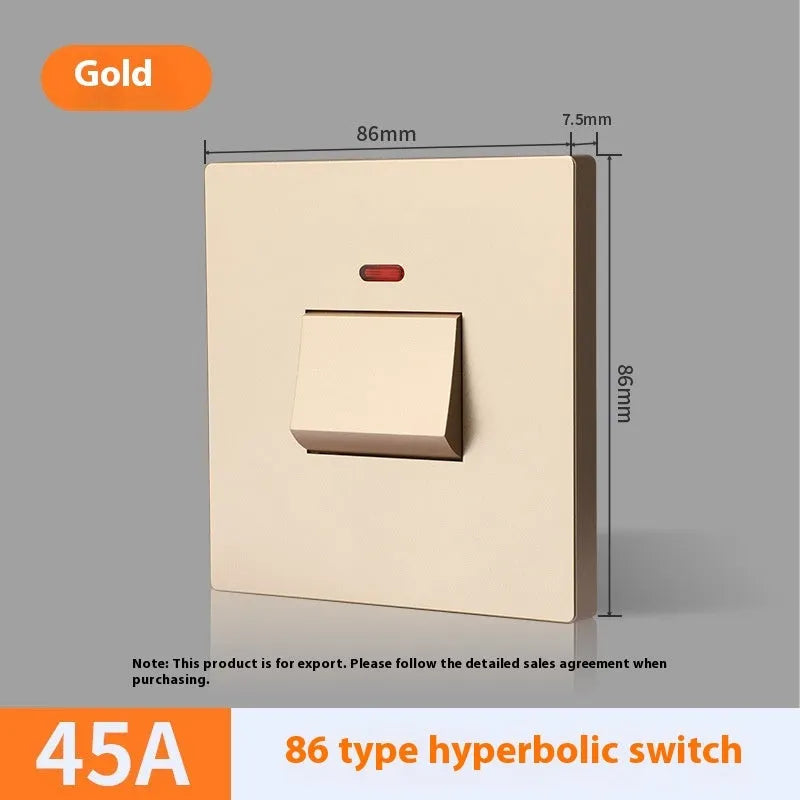 Curved rack wall switch with light panel indicator for water heater and air conditioner control