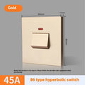 Curved rack wall switch with light panel indicator for water heater and air conditioner control