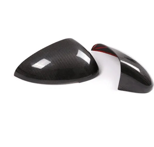 True carbon fibre rearview mirror covers for Porsche Macan with gloss black finish