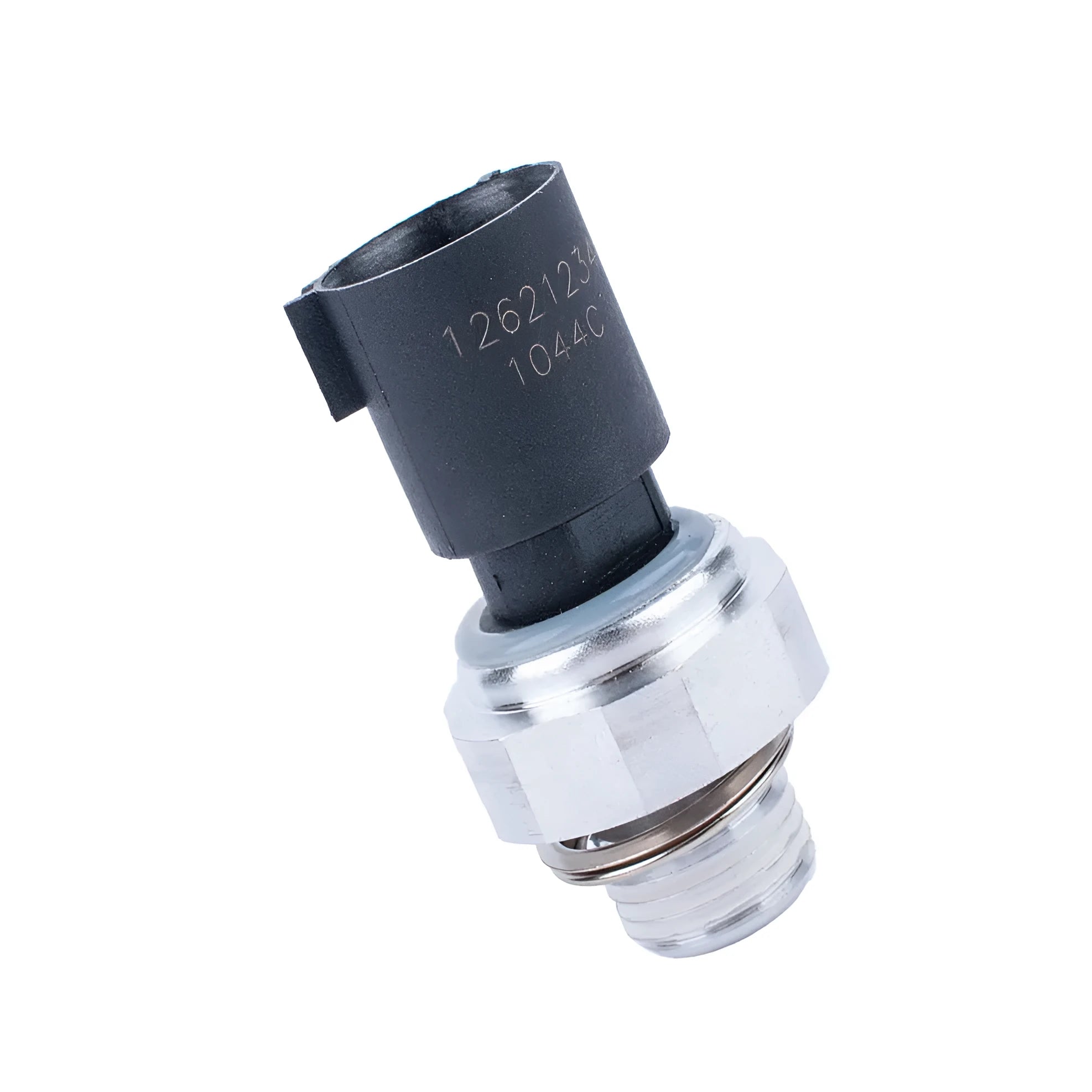 Silver automobile fuel pressure sensor with metallic finish for vehicle fuel system
