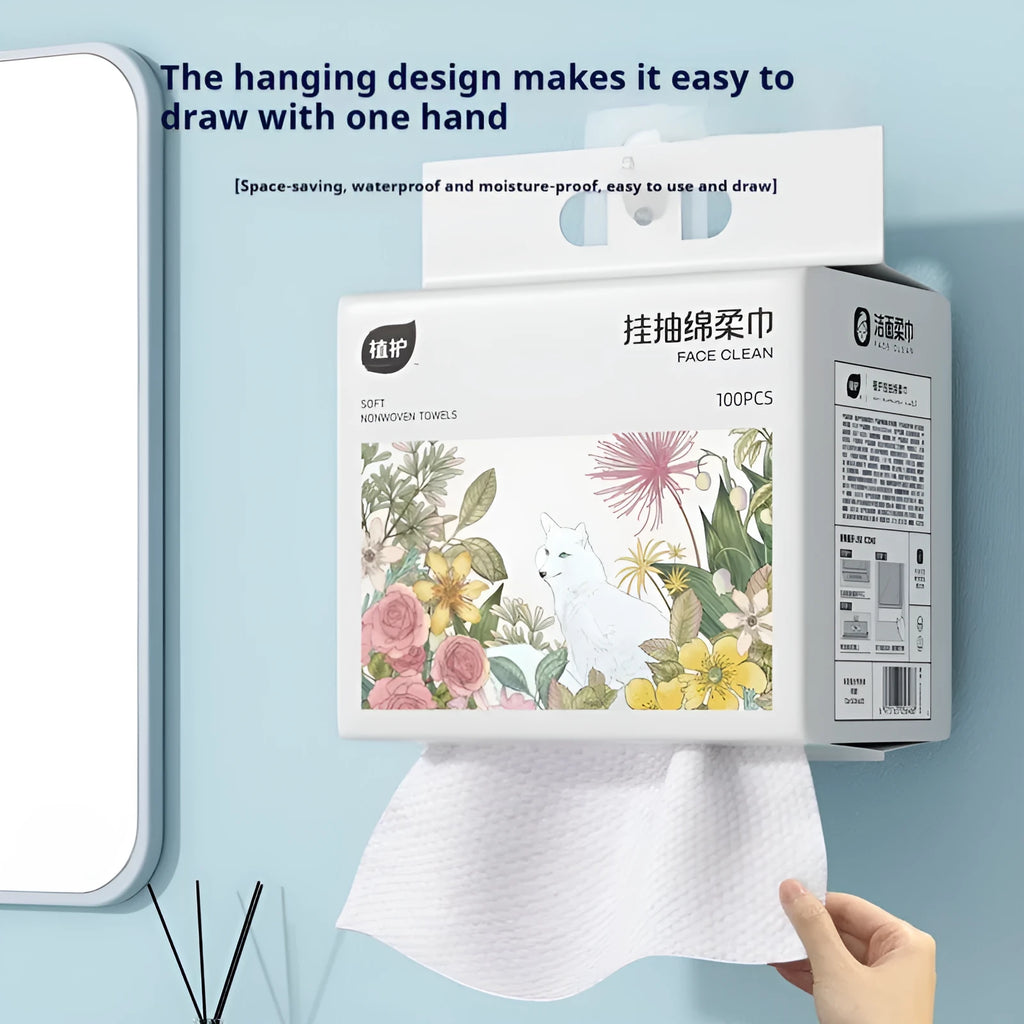 Disposable face cloth roll with hanging removable design containing 100 thickened sheets