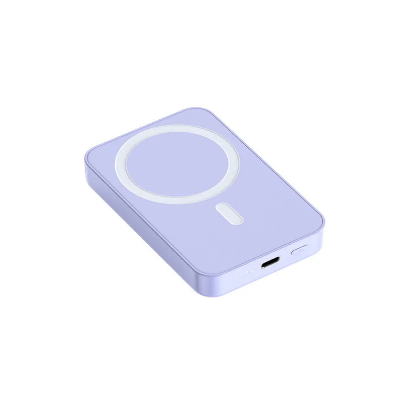 Pink magnetic wireless power bank showing dimensions 100x64x18mm with 20000mAh capacity