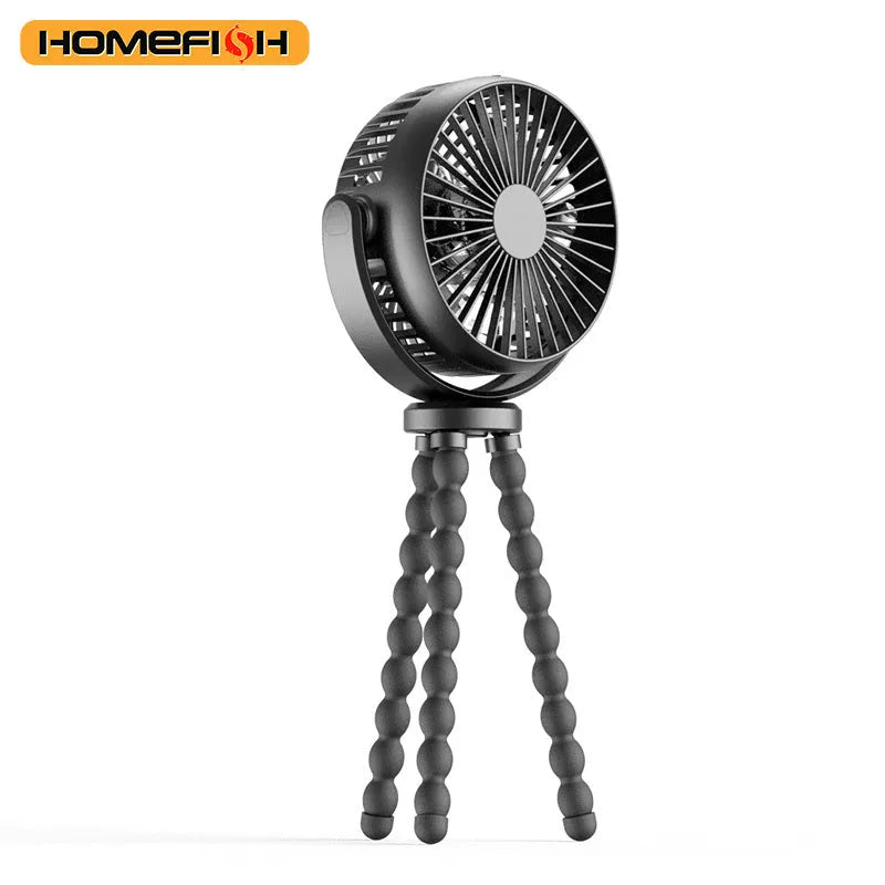 HOMEFISH F2 automatic shake head handheld fan with LED light and removable bracket