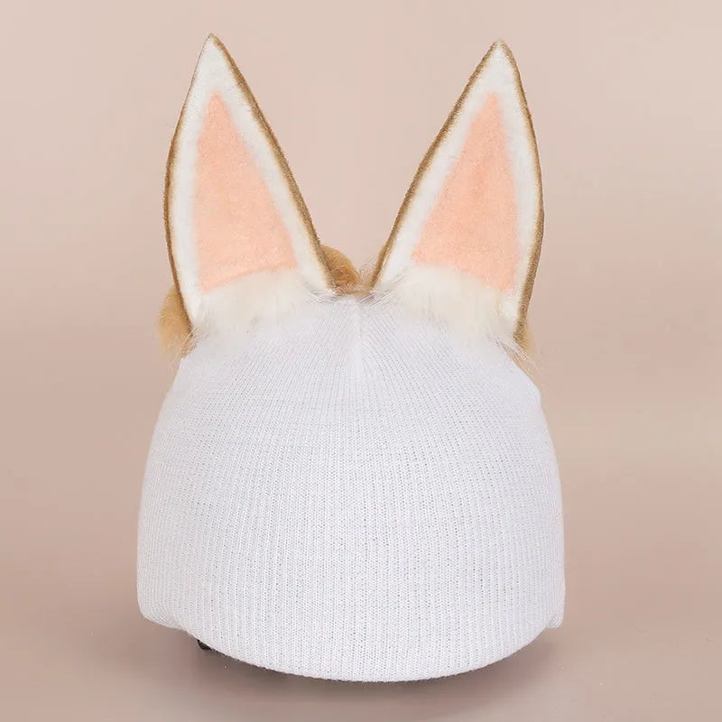 A plush fabric helmet cover with cartoon character ears, shown in size M for bicycle or motorbike use.