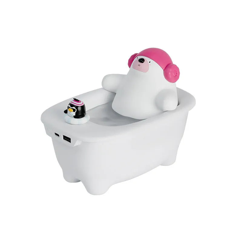 White Creative Air Humidifier with USB cable and 550ml water tank on a desk
