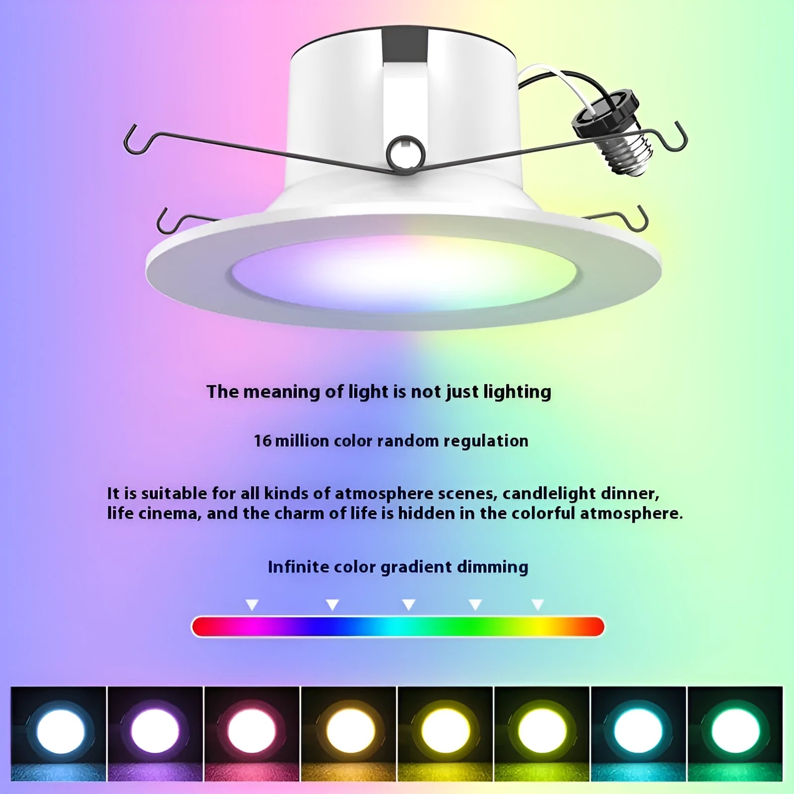 Smart WiFi Bluetooth RGBW colour changing ceiling lamp with remote control on a white background