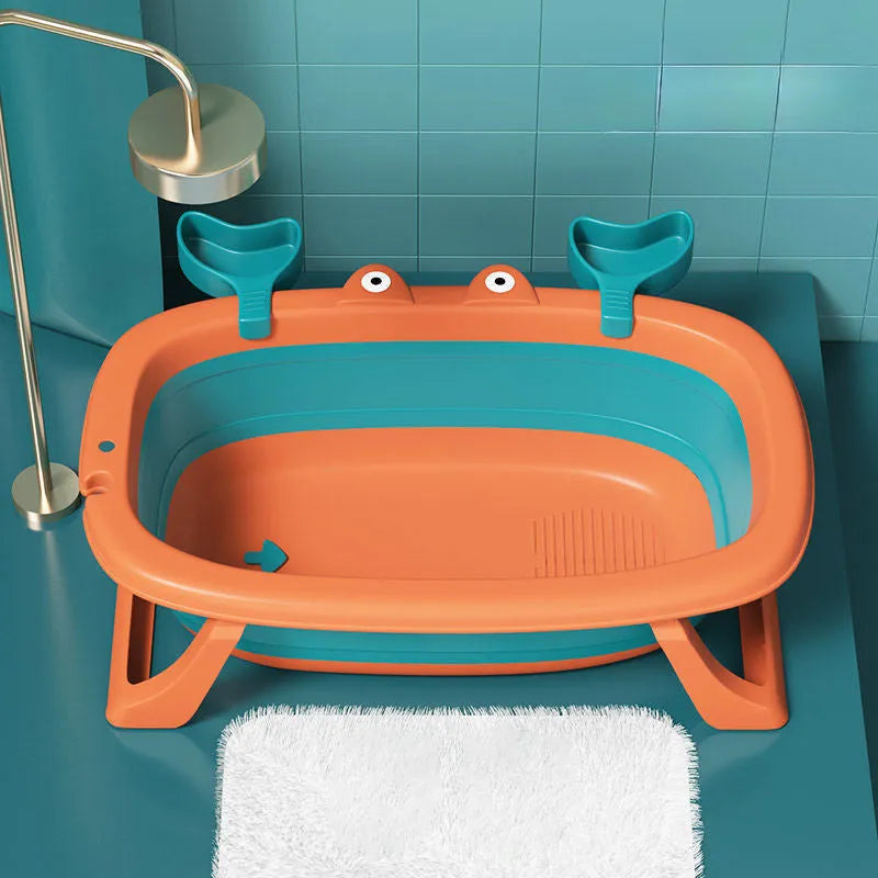 A blue foldable PVC pet bath tub for small dogs and cats.