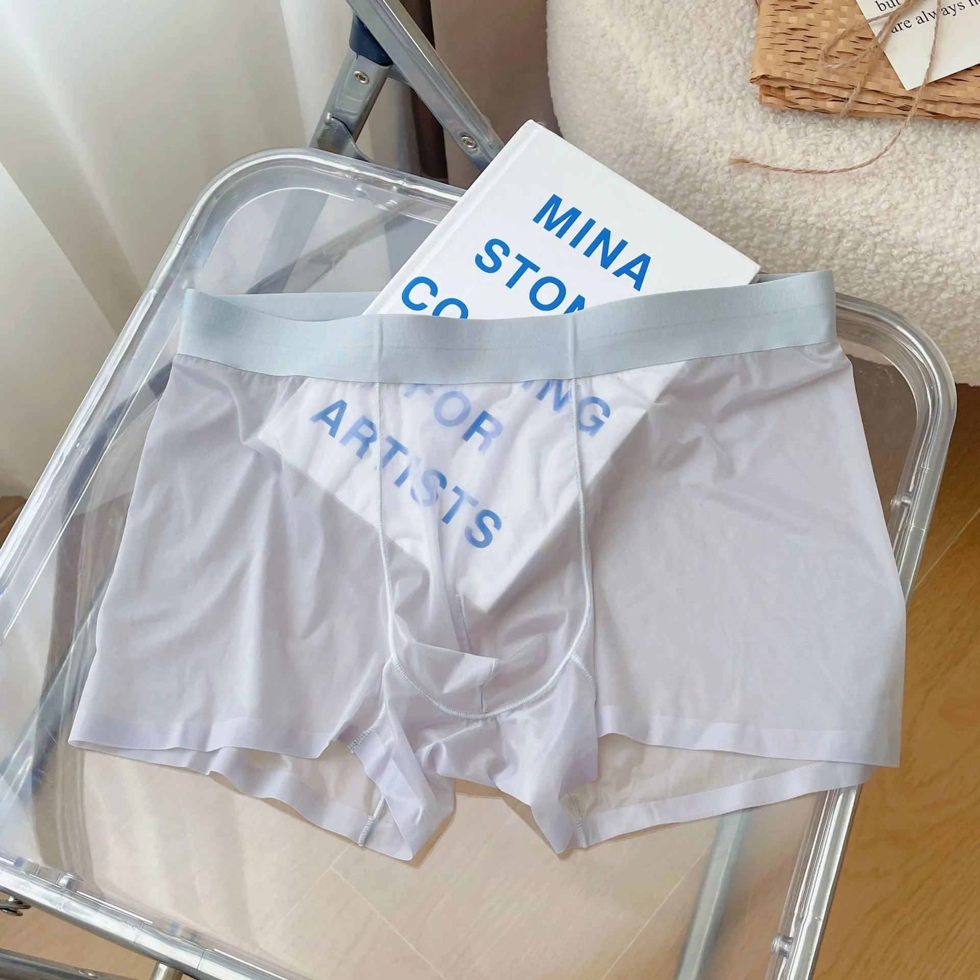 Men's seamless boxer shorts in quick-drying nylon fabric, shown in multiple colour options
