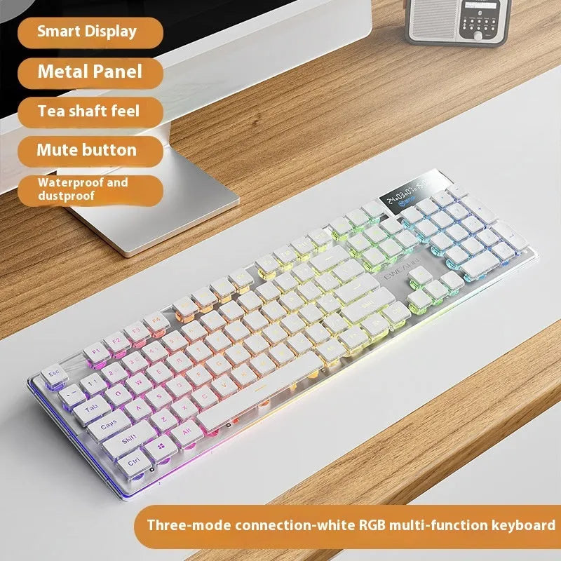 Prewalker V3 mute mechanical feeling keyboard and mouse set in retro green colour on a desk.