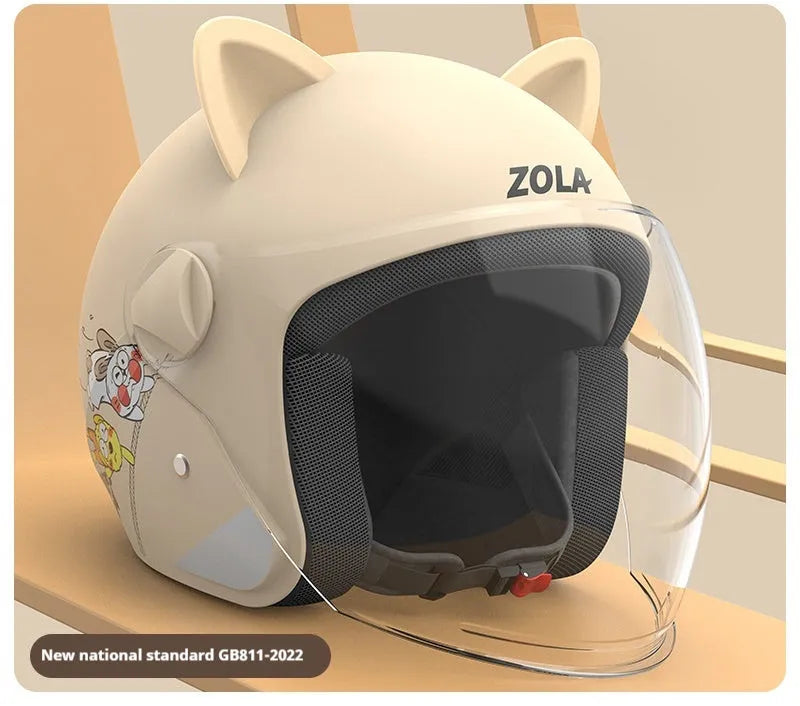 Winter electric bicycle helmet with removable scarf and anti-fog visor in blue colour