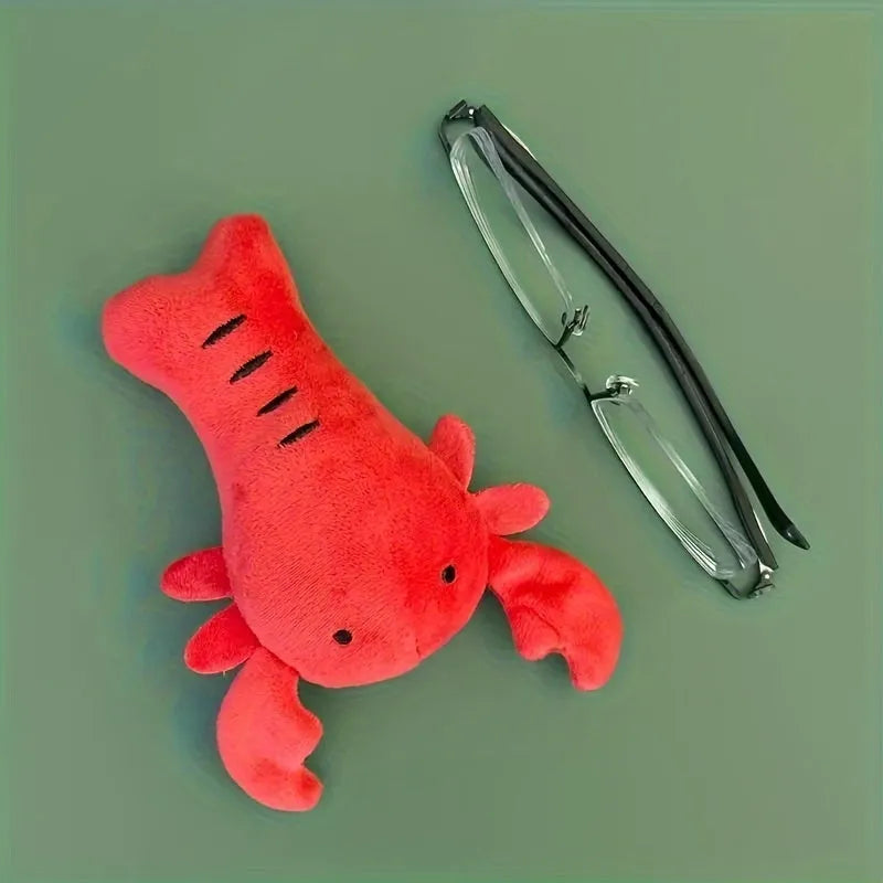 Red soft plush lobster dog toy with squeaker for small and medium breeds