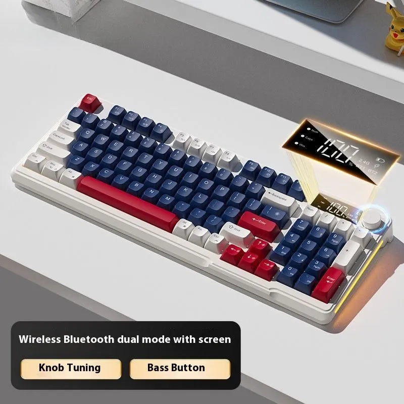 Wireless Bluetooth keyboard and mouse combo in blue white colour with compact design and ball-shaped keycaps