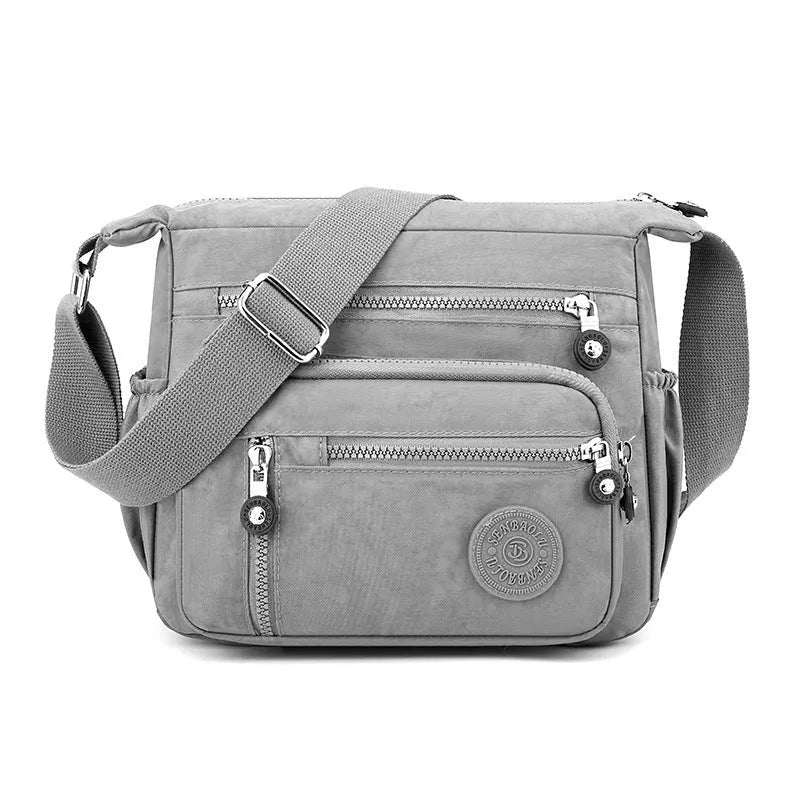 Nylon messenger bag square vertical design soft fabric single shoulder strap multiple colour options