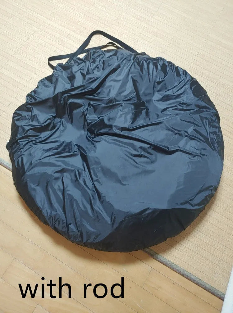 Black pop-up outdoor camping car tail tent with quick throw design unfolded to 200x200x200cm dimensions