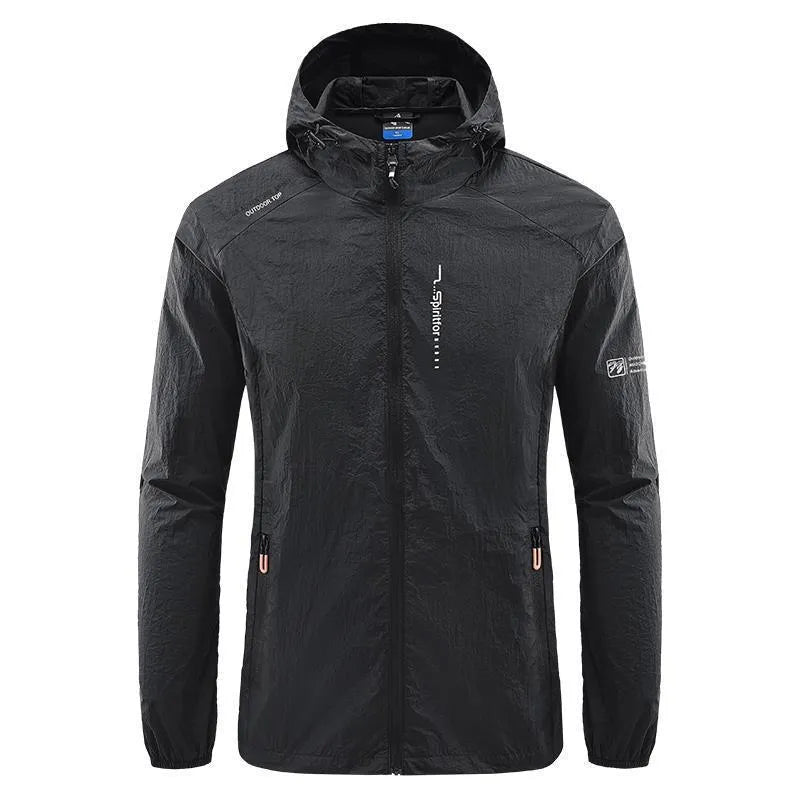 Men's lightweight nylon summer hooded jacket in loose fit for sun protection