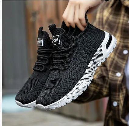 Men's casual mesh shoes in solid colours including army green, khaki, black, white, light grey and dark grey