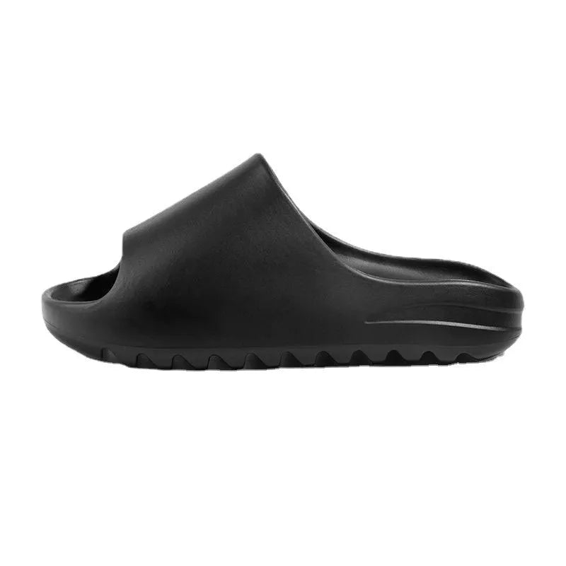 Women's thick-soled beach slippers in various colours with an injection-moulded EVA sole.