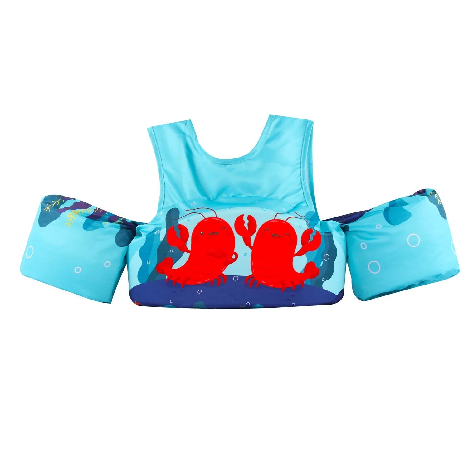 Cartoon children's swimming arm bands with lengthened arm ring design in various patterns including watermelon pineapple and blue crab