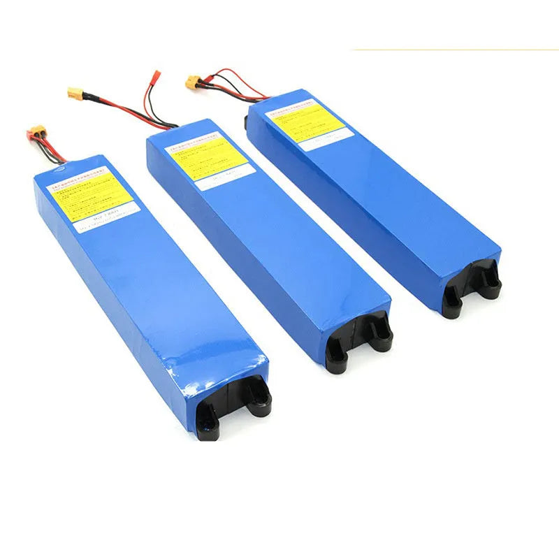 36V lithium battery pack for electric scooter replacement, showing capacity options 6.6Ah 7.8Ah 10.4Ah.