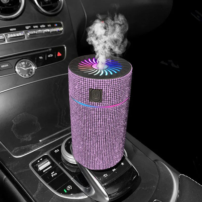Car mounted air purification humidifier in seven colour options with USB power cable
