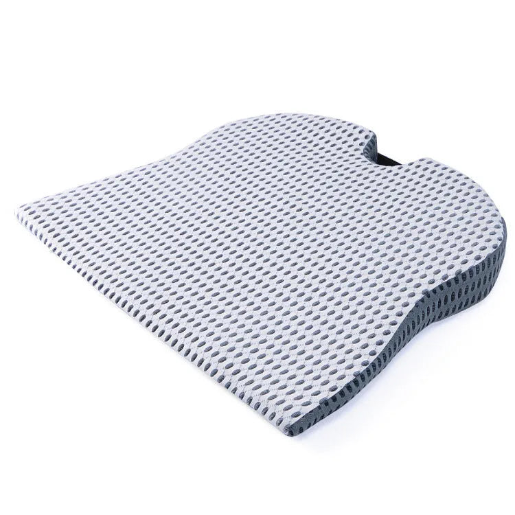 Regular size memory foam seat cushion with a black strap, shown in a creamy white solid colour.