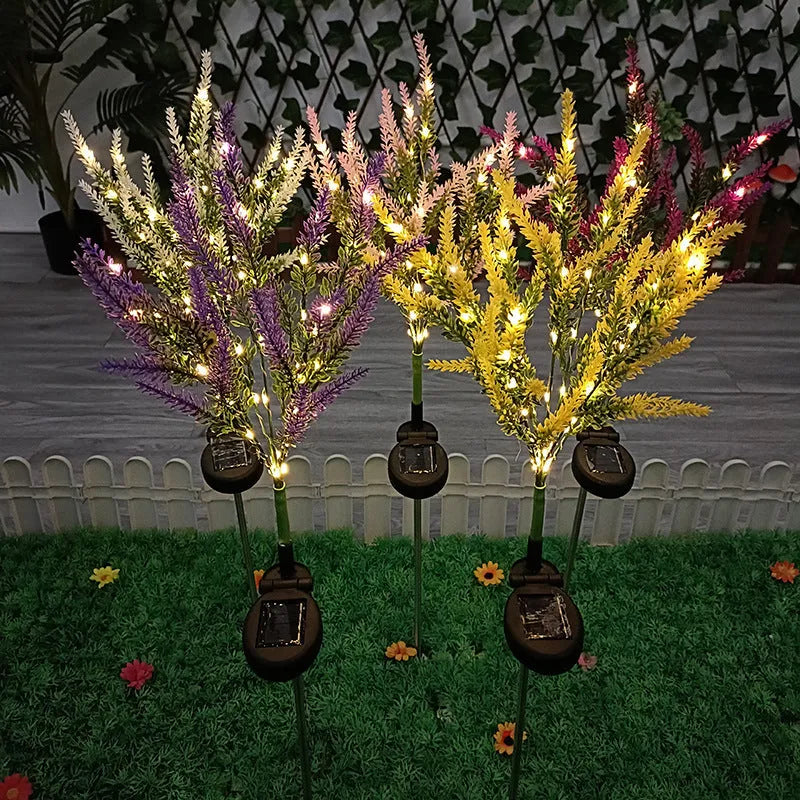 74cm solar LED garden light with flower shape design in lavender colour for outdoor courtyard decoration